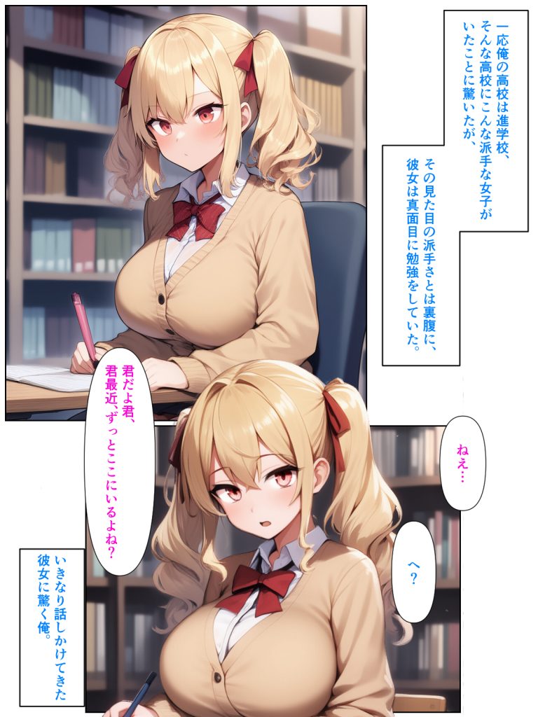 優等生の金髪ツインテの巨乳ギャルさんとラブラブエッチする話014