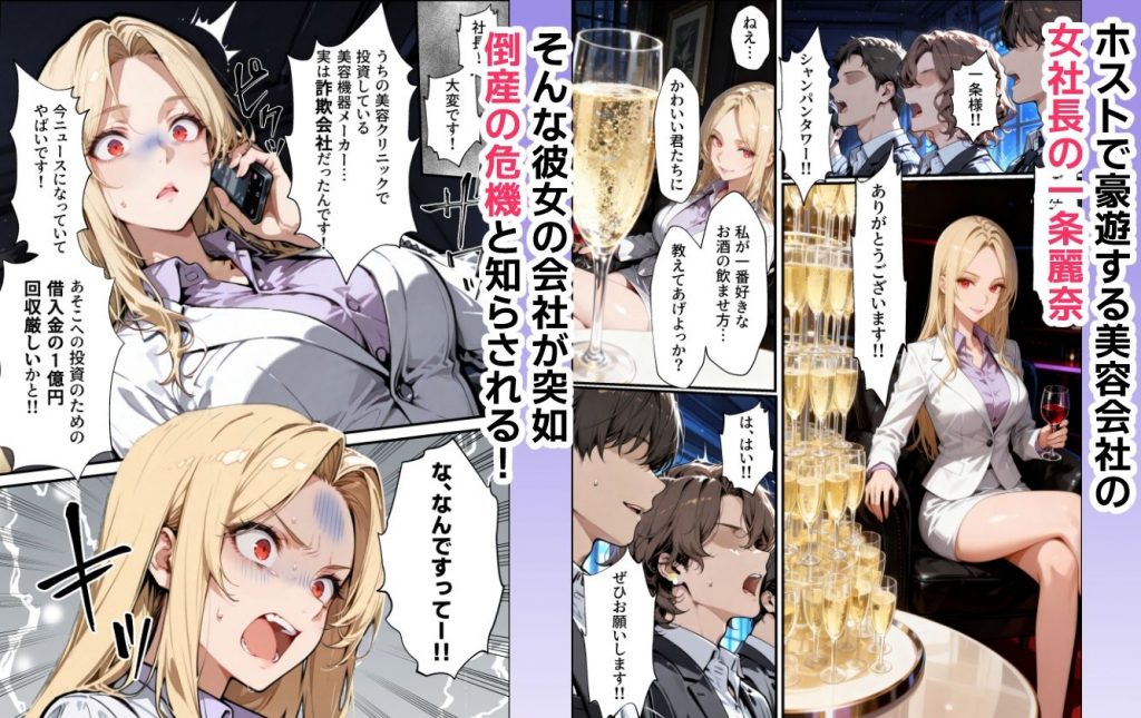 ホス狂い女社長、おち〇ぽ100本抜かないと出られない部屋、全員抜くまで帰れません！2