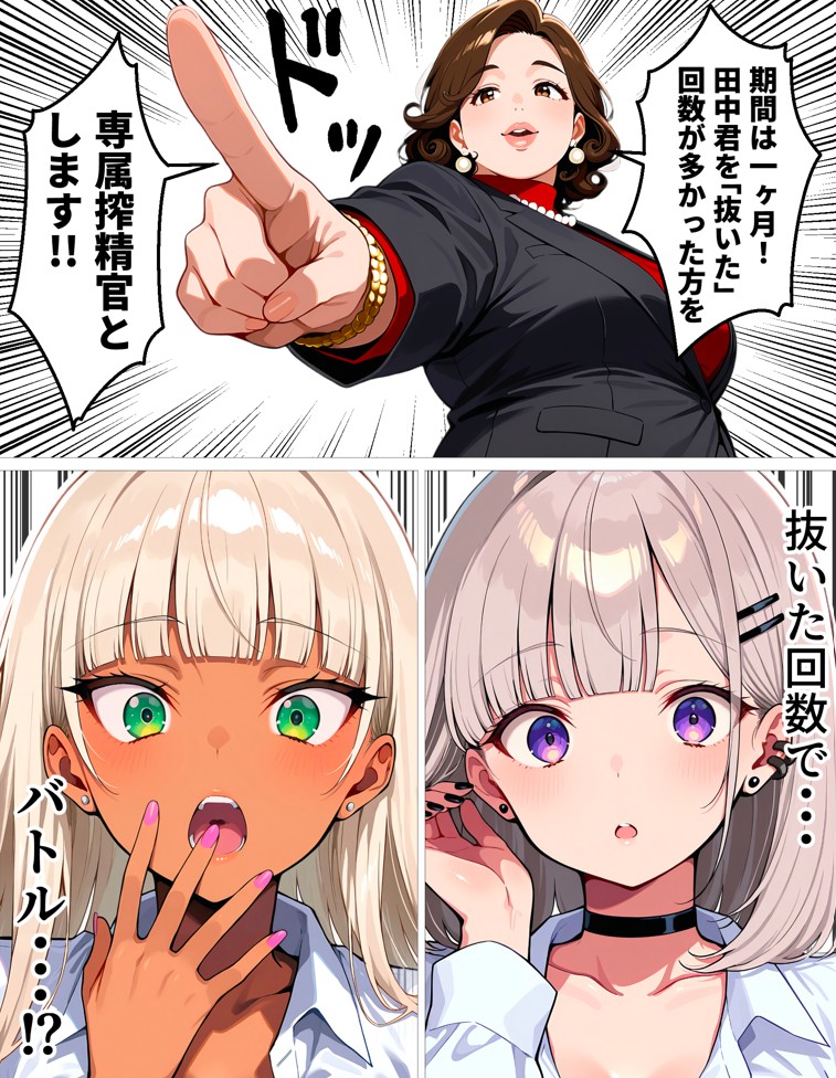 新卒の黒ギャルとダウナーギャルが「2人で」搾精してくれる話32