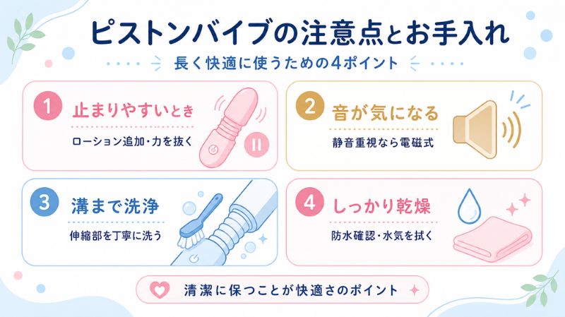 ピストンバイブの注意点とお手入れ