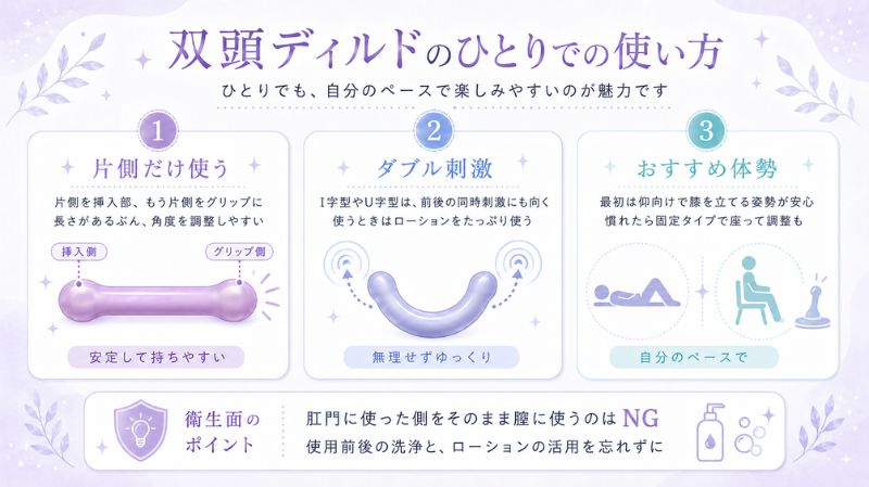 双頭ディルドのひとりでの使い方